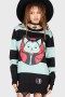 Women Sweaters | Killstar Vampurr Stripe Sweater [MINT]