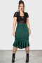 Women Velvet | Killstar Drusilla Midi Skirt [GREEN]
