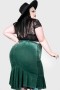 Women Velvet | Killstar Drusilla Midi Skirt [GREEN]