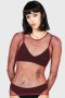 Women Long Sleeves | Killstar Hellrazor Fishnet Top [BURGUNDY]