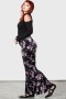 Women Velvet | Killstar Moondance Bell Bottoms [BLACK/PINK]