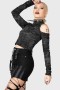  Kvinners Crop | Killstar Punkster Cold Shoulder-topp