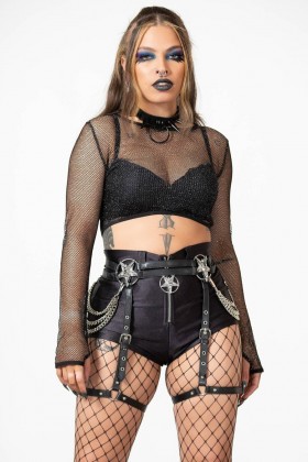  Damski krótki top | Killstar Hellia Fishnet Top