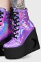 Botas de mujer | Botas de cuña Killstar Diana Crescent [HOLOGRÁFICO MORADO]