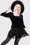  Top de terciopelo Killstar Dottie de manga larga para mujer [AZUL]