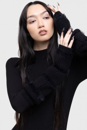  Guantes y bufandas para mujer | Calentadores de brazos nocturnos a rayas Killstar