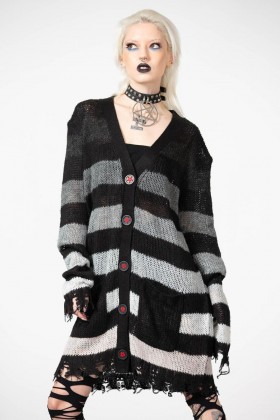 Kvinder Cardigans | Killstar Stripe Of Evil Cardigan