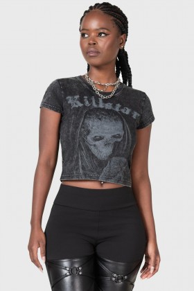  Kvinder Crop | Killstar Digi Death Shrunken T-shirt