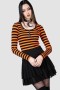  Dames lange mouwen | Killstar Izora geribbelde top [PUMPKIN]