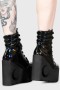  Dames Platforms | Killstar Diana Crescent Wedge Boots [ZWART HOLOGRAFISCH]