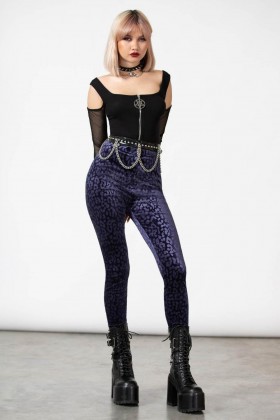  Vrouwen Uitgaan | Killstar Caturday Leggings [PLUM]