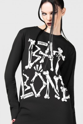  Dames lange mouwen | Killstar Batbone top met lange mouwen