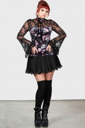  Dames lange mouwen | Killstar Poison Fang top met lange mouwen [ZWART/ROZE]