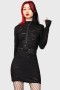  Mini-robe femme | Robe à manches longues Killstar Sinners Glimmer