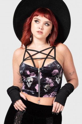  T-shirts et débardeurs pour femmes | Haut zippé Killstar Lost In Sin [NOIR/ROSE]