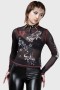 Damen Langarmshirt | Killstar Devillment Mesh Langarmshirt