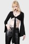  Damen Langarmshirt | Killstar Elegy Top mit Bindeband vorne