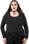  Damen Langarmshirt | Killstar Izora Rippstrickoberteil [GRAU]
