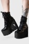  Plateau-Stiefel für Damen | Killstar Diana Crescent Keilstiefel [SCHWARZ HOLOGRAFISCH]