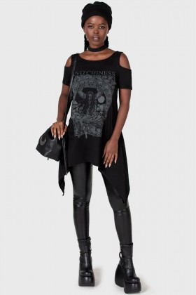  Damen-T-Shirts & Westen | Killstar Witchiness Cold Shoulder Top