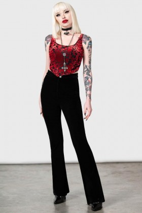 Damen-Samthose | Killstar Thena's Thistle Samt-Bootcut-Hose