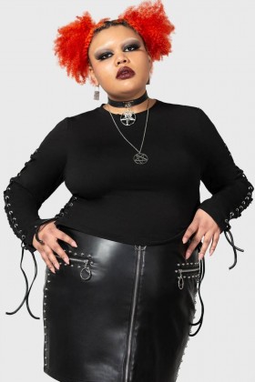  Γυναικείο Μακρυμάνικο Μπλούζα με Δαντέλα Killstar Agnetha [PLUS]